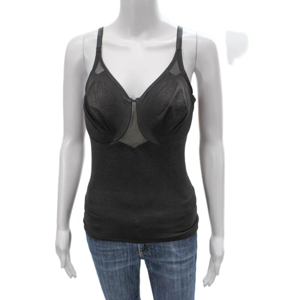 Miraclesuit Womens Shaping V-Neck Sleeveless Black Nylon Top Size 38C